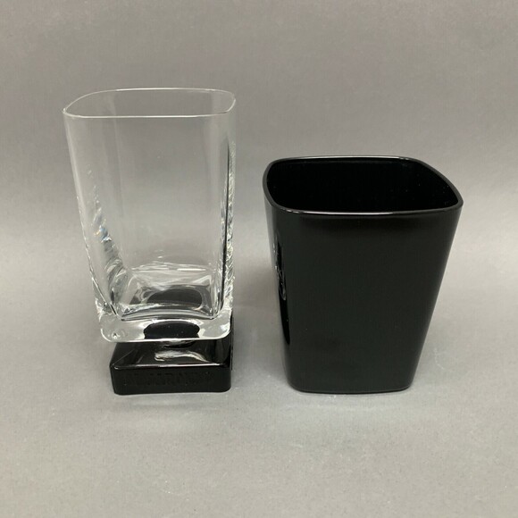 Di Saronno Square Glass Glasses Clear Black Lot of 2 - Picture 4 of 7
